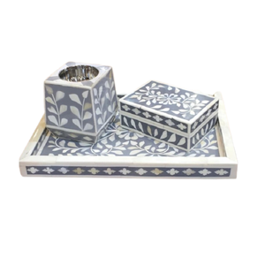 เตา bakhoor ที่ทำจากไม้และแม่ของไข่มุกน้ำหอมที่บ้านพร้อมกล่องและถาด - Product Image 5