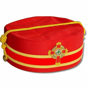 Masonic Cap Carrying Case Round All Colors with Rexene Red Inside Zippered and Embroidered Featuring Sew-On Badge - Product Image 4