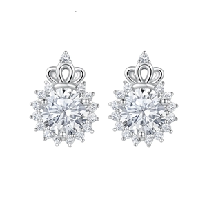 NOVAMART <b>Fine</b> 1 Carat Crown Moissanite Stud <b>Earrings</b> Wholesale Export - Product Image 1