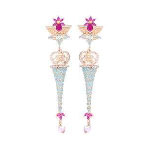 Boucles d'oreilles élégantes de luxe en imitation antique AD Matogold plaqué mariage perlé principalement en laiton à la mode pour AD traditionnel - Product Image 2