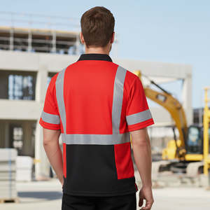 High-Visibility ANSI Class 2 Safety <b>Shirt</b> for Men Reflective Tape Waterproof LED <b>Flash</b> Breathable Comfortable Polyester Workwear - Product Image 2