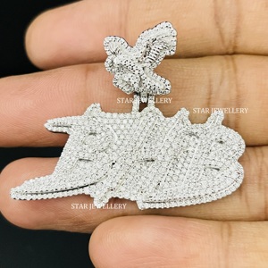 Pendentif en argent sterling plaqué or rose avec lettre personnalisée en moissanite glacée VVS couleur D, coupe brillante, unisexe, pendentif étoile hip-hop - Product Image 4