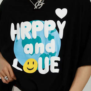 เสื้อยืดผู้ชายไซส์ใหญ่พิเศษ คอกลม ผ้าแคนวาส แห้งเร็ว ระบายอากาศดี ทรงหลวม คุณภาพสูง พิมพ์ลายพัฟ - Product Image 1