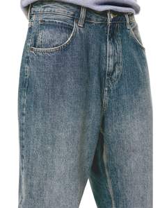 Men <b>Vintage</b> Wide Leg Denim Jeans Blue Washed Loose Fit Straight Baggy Streetwear Casual Pants For Wholesale OEM - Product Image 3