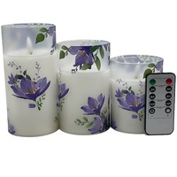 TOOWIN fleur décalcomanie bougies sans flamme avec télécommande à piles acrylique LED bougies pour la maison chambre fête mariage vacances décor