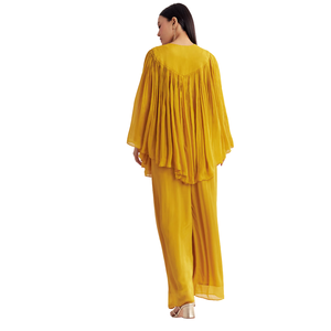 Ensemble caftan kurta chinon jaune avec zardosi et fil travail vente en gros de vêtements ethniques OEM pour femmes fournisseur d'usine tenue personnalisée - Product Image 5