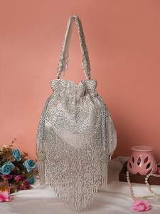 กระเป๋าปาร์ตี้ของขวัญกระเป๋าถือกระเป๋าใส่เหรียญ potli กระเป๋าแฮนด์เมดกระเป๋างานแต่งงานแบบชนเผ่าปักลายดอกบัวอินเดีย - Product Image 5