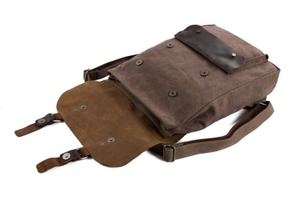 Vintage Backpack Made of Canvas and Leather Laptop Work With <b>Water</b> <b>Bottle</b> Holder LCB-0072 - Product Image 4