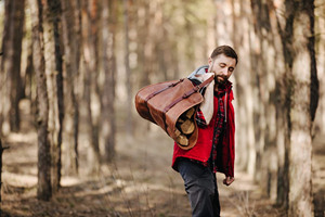 Vintage Firewood <b>Carrier</b> Real Cow Hide Leather Firewood <b>Storage</b> Handmade Best Wooden <b>Carrier</b> <b>Bag</b> LLR-0046 - Product Image 4