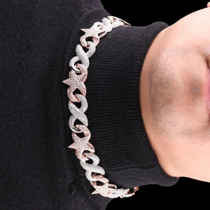 10K/14K or blanc 15mm étoile et infini chaîne à maillons cubains IcedOut chaîne bijoux moissanite diamant collier à vendre de l'inde - Product Image 5