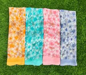 เสื้อพิมพ์ลาย Georgette Saree ไร้น้ำหนักห้าดาว patta กับเสื้อ Saree ผ้าที่มีคุณภาพดีที่สุด - Product Image 1