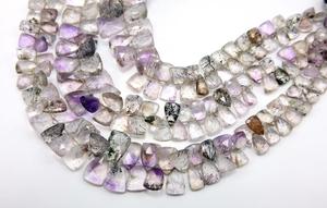 Perles de pierres précieuses en améthyste naturelle de haute qualité de 8 pouces Super Seven Faceted Trillion Shape Stone Material Bijoux haut de gamme - Product Image 3