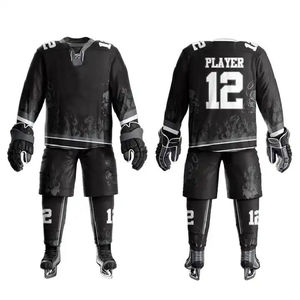 Prix de gros, uniforme de hockey sur glace de haute qualité, logo personnalisé, vêtements de sport d'équipe, design imprimé OEM, 100% polyester respirant - Product Image 1
