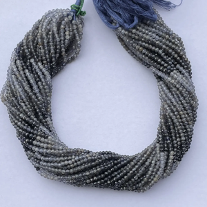 ลูกปัดหินธรรมชาติสีฟ้า iolite ขนาด2มม. 3มม. ลูกปัดอินเดีย - Product Image 4