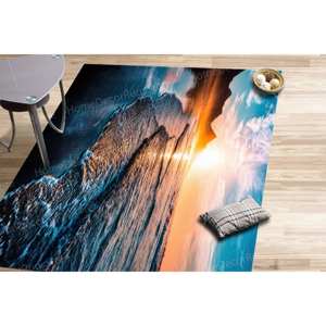Sunset Waves Printed <b>Rug</b>: Coastal Decor, Anti-Slip, Salon & <b>Bedroom</b>,Nonwoven Thin <b>Rug</b> - Product Image 2