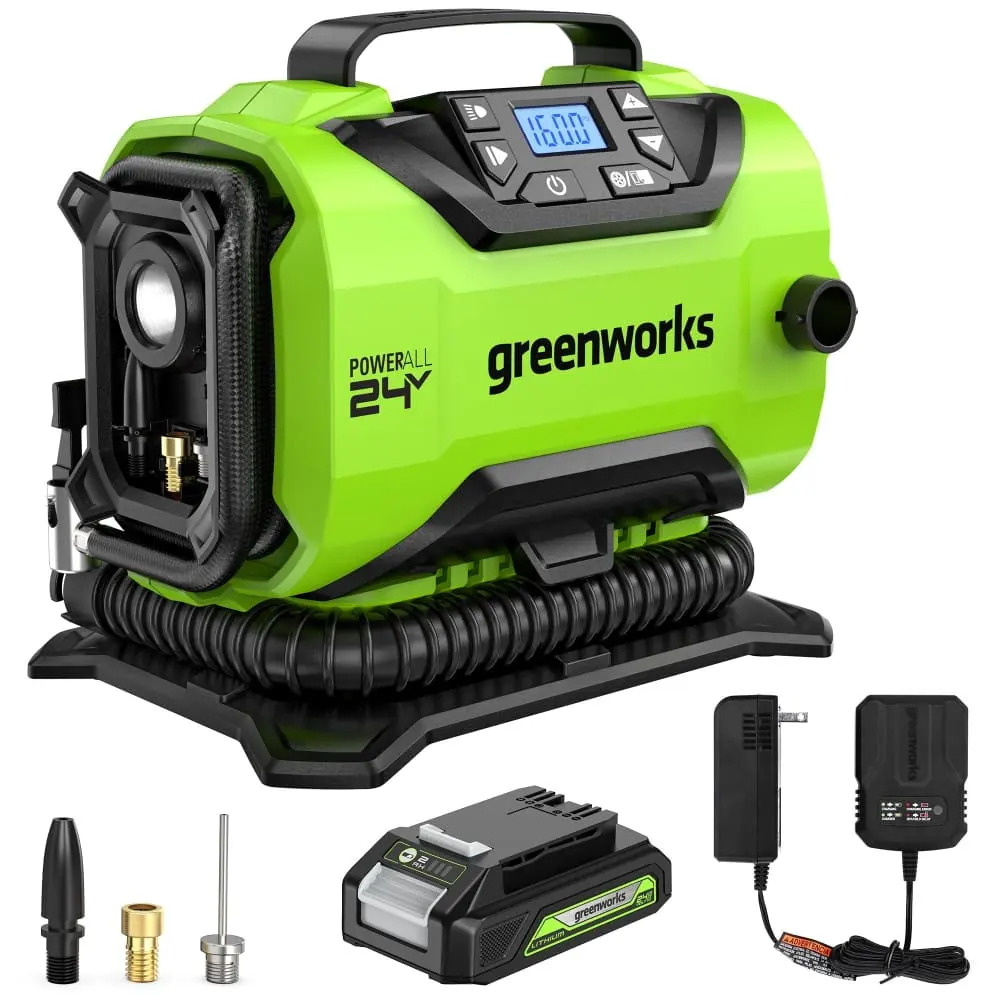 Greenworks 24V Draagbare Luchtcompressor 2.0ah Batterij En Lader Inbegrepen