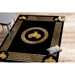Tapis à motif grec : motif géométrique noir et or, décoration moderne pour la maison, tapis à poils doux - Product Image 3