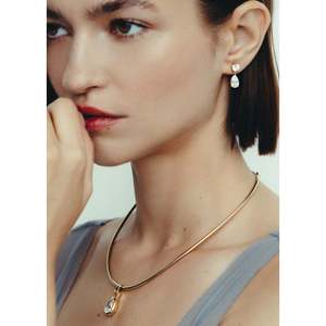 จี้เพชรเมดาลีนทรงลูกแพร์ 3 กะรัต ทองคำแท้ 14k สำหรับผู้หญิง ความหนา 6 มม. น้ำหนักรวม 3.8 กรัม จี้เพชรหรูหรา - Product Image 4