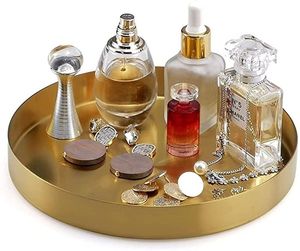 Bandeja de metal con acabado antiguo de latón decorativo de estilo moderno para bodas o Diwali, acento independiente para exhibir o servir - Product Image 6