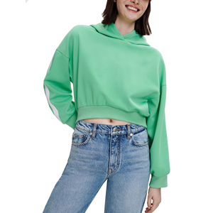 Sudadera con capucha básica de alta calidad para mujer, sudadera hecha a medida, tela de rizo gruesa, informal, corta, frente sólido, 100% de algodón - Product Image 1