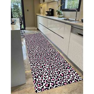 Pink Leopard Print <b>Chenille</b> <b>Rug</b>: Modern Front Door Mat - Product Image 5