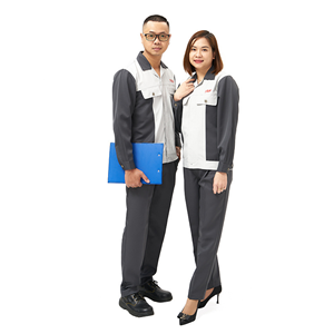 Ensemble de combinaison de travail unisexe respirant en polyester gris et blanc, veste et pantalon de travail - Product Image 3