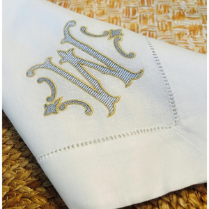 Serviettes de table en lin personnalisées | Serviettes de thé brodées monogramme personnalisées pour mariages et restaurants - Product Image 2