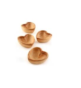 Lot de 4 bol en bois en forme de cœur de qualité de luxe bol de service de nourriture au design admirable pour centres de villégiature décoration de table bol en bois - Product Image 1