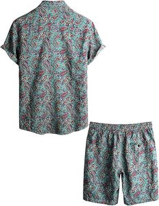 Ensemble deux pièces en gros, tendance mode printemps-été, chemise à manches courtes et short, ensemble deux pièces rayé de luxe pour homme - Product Image 5