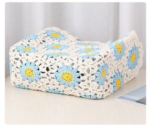Sac en crochet 100% coton fait main avec motif exquis, sac tissé ajouré, sac à main tricoté pour femmes - Product Image 2