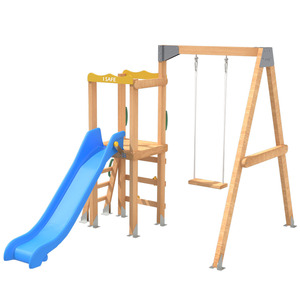 Structure de jeu miniature en bois de haute qualité avec toboggan et balançoire pour les aires de jeux extérieures pour enfants - Product Image 1