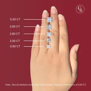 Boucles d'oreilles en or 18 carats avec diamants Moissanite taille princesse, élégantes et luxueuses - Product Image 2