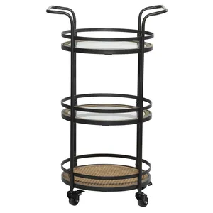 Chariot de service de bar de luxe en céramique dorée, fait main, écologique, chariot de rangement de boissons industriel haut de gamme plaqué Zahid Exports - Product Image 1