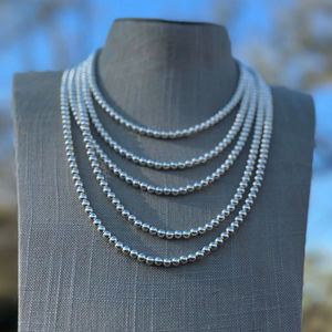 Collar de cuentas de estilo perla Navajo de plata esterlina 8MM regalo de joyería elegante para ella - Product Image 1