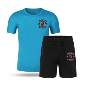 2022 été hommes Fitness ensemble décontracté à manches courtes t-shirt et short deux pièces survêtement - Product Image 6