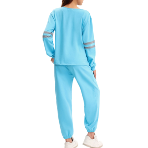 Ensemble de sweatshirts et de pantalons de survêtement multicolores et confortables pour femmes Ensemble de sweatshirts et de pantalons à col en V pour la saison hivernale - Product Image 2