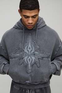 เสื้อฮู้ดคู่สำหรับผู้ชายผ้าฝ้าย100% วินเทจซักด้วยกรดเสื้อมีฮู้ดโอเวอร์ไซส์ออกแบบได้ตามต้องการด้านหน้า - Product Image 5