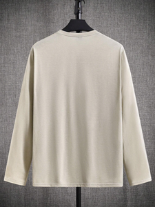 เสื้อยืดแขนยาวผู้ชายผ้าฝ้ายพิมพ์ลายตามสั่ง ทรงปกติ สีพื้น คุณภาพสูง เสื้อยืดเปล่าแขนยาวสำหรับผู้ชาย - Product Image 4