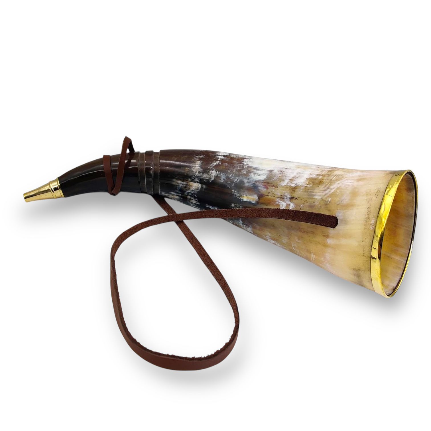 Handmade Carved Viking Ox-Horn Trumpet Whistle - Eco-Friendly