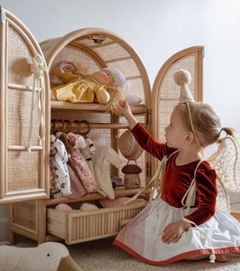 Chất Lượng Cao Tự Nhiên Mây Búp Bê Tủ Quần Áo Tủ Cho Trẻ Em Phòng Chơi Lưu Trữ Boho Đồ Nội Thất Nhà Trẻ Đồ Chơi Tổ Chức Handmade - Product Image 3