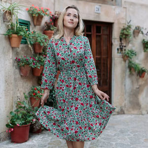 Vestido de Algodón Hecho a Mano Roselani, Algodón Puro, Moda Ética, Ropa de Verano - Product Image 1