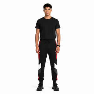 Pantalones Deportivos Color Block para Hombre # Pantalones Deportivos 100% Nailon con Bolsillos con Cremallera y Logotipo Personalizado - Fabricación Personalizada OEM - Product Image 1
