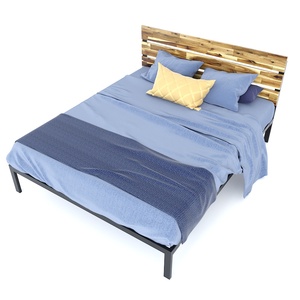 GN68033 Industrial Design Double <b>Bed</b> 160x200cm <b>Queen</b> & King <b>Sizes</b> Melaleuca Solid Wood Iron Frame for Home Bedroom Furniture - Product Image 2