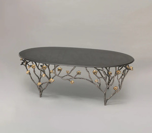 Mesa de té minimalista de diseño moderno con ramas de hojas, mesa de té de Metal para sala de estar de apartamento pequeño con forma especial creativa - Product Image 4