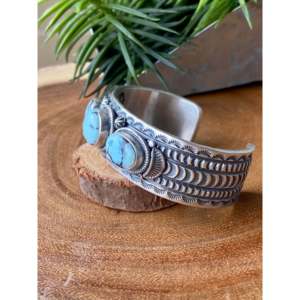 Jereme Delgarito Golden Hills Turquoise & Sterling <b>Silver</b> Fashion <b>Cuff</b> <b>Bracelet</b> - Product Image 4