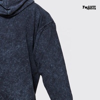 Sweat à capuche en coton épais vintage de la saison d'automne polaire lavée avec logo personnalisé impression graphique en soie à motif d'araignée solide
