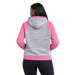 Sweat à capuche à manches raglan gris chiné, sororité grecque, pour femmes, rose et vert, style universitaire, décontracté, hiver, badge frontal - Product Image 2