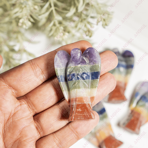 Wholesale Multicolor Carved 7 <b>Chakra</b> 2" Gemstone Angels Bonded Natural Polished Healing <b>Crystal</b> For Decoration Meditation - Product Image 4