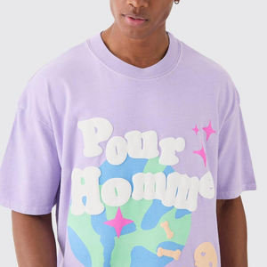 Camiseta Personalizada al por Mayor para Hombre, 100% Algodón, Color Morado Sólido, Camiseta Lisa de Alta Calidad, Todos los Colores Disponibles, Fabricación OEM - Product Image 4