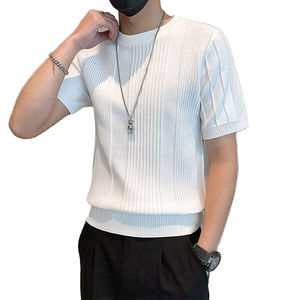 Camiseta de Hombre de Punto Transpirable, Ecológica y Elegante, Color Personalizado, Estilo Moderno Hip Hop, Informal, de Manga Corta para Verano - Product Image 1